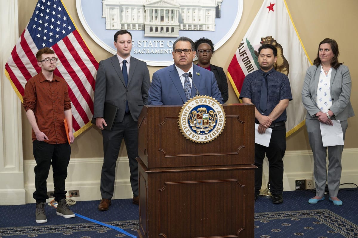 Assemblymember James Ramos (D-San Bernardino) speaks at a press conference for AB2711. Photo from Ramos press release.