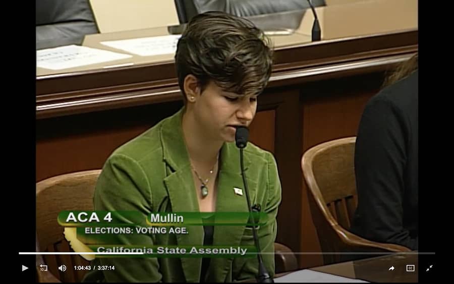 Junior Naomi Piper-Pell speaks in favor of Proposition 18 to the Assembly Elections and Redistricting Committee in June 2019. 